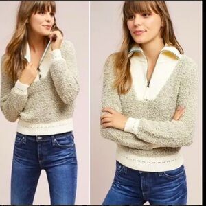 Anthropologie • Moth Sweater Kiruna Cropped Pullover Half Zip Size M